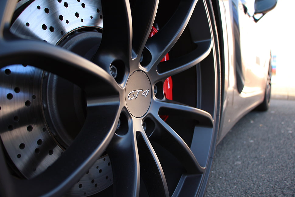 gray 5-spoke car wheel, Porsche, Porsche Cayman GT4 HD wallpaper