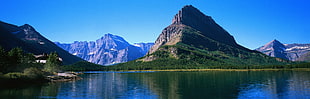 mountain by the lake, landscape, lake, mountains HD wallpaper
