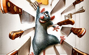 gray rat illustration, Ratatouille