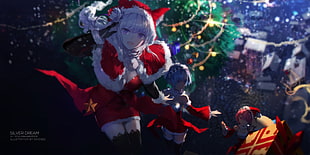 Christmas-themed movie poster, Christmas, cleavage, Emilia (Re: Zero), Rem (Re: Zero) HD wallpaper
