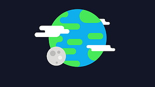 blue and green earth illustration, minimalism, Earth, space, Moon HD wallpaper