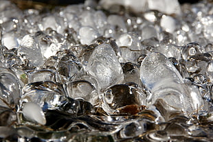 shallow focus of white ice