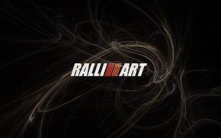 black background with Ralli Art text overlay, smoke, digital art, Mitsubishi, tuning