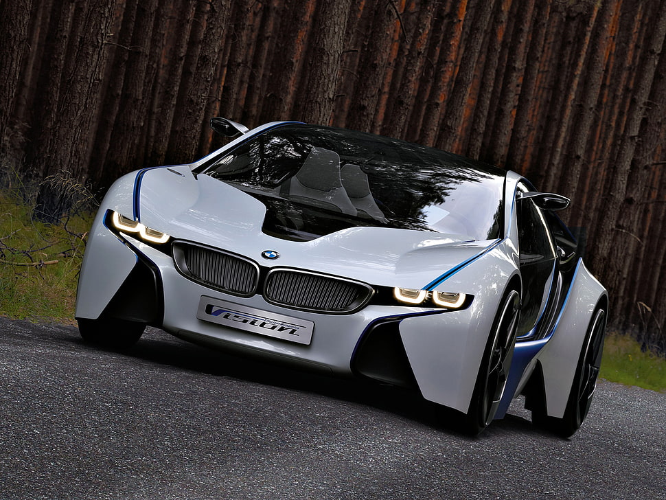 white BMW i8 HD wallpaper
