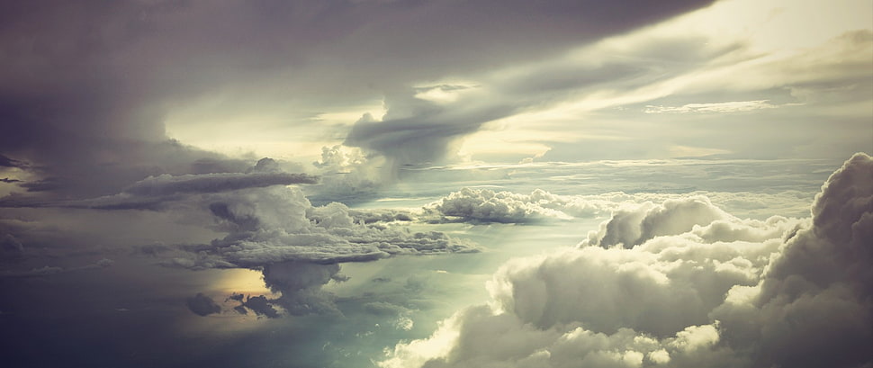 sea of clouds, ultra-wide, clouds, sky HD wallpaper