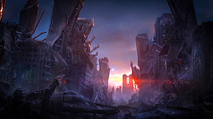 destroy building and tower wallpaper, apocalyptic, digital art HD wallpaper
