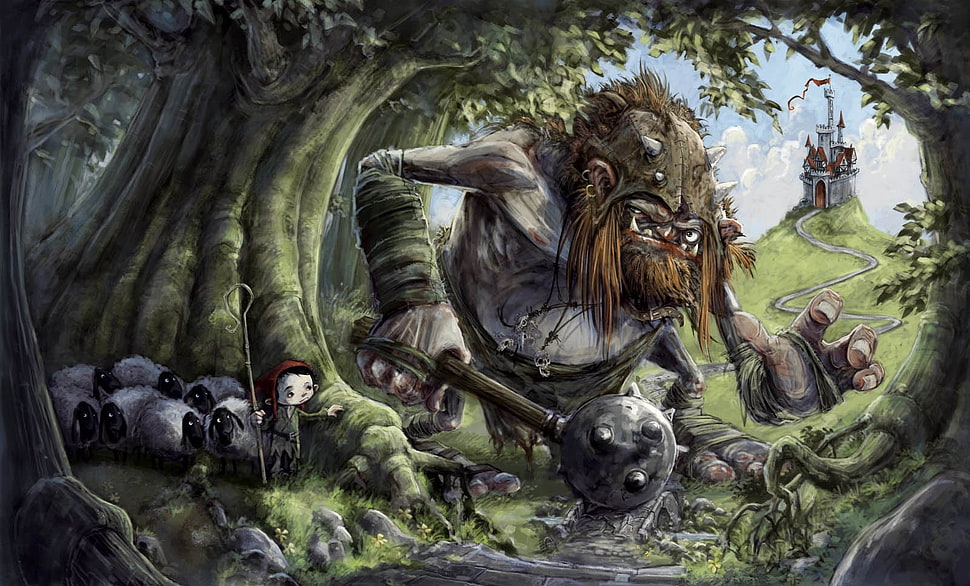 video game digital wallpaper, trolls, Jonny Duddle, fantasy art HD wallpaper