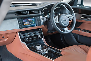 Jaguar vehicle steering wheel with turned on black center stack