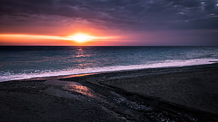 sea shore during sunset, paola, italy HD wallpaper
