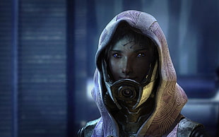male character wearing purple and gray robe illustration, Mass Effect, Mass Effect 2, Mass Effect 3, Tali'Zorah