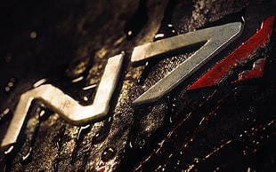 silver Mass Effect N7 emblem, N7, Mass Effect, video games, digital art