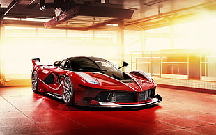red sports car, Ferrari FXX-K, car