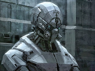 robot illustration, science fiction, robot, futuristic