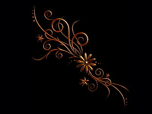 gold-colored flower graphic illustration HD wallpaper