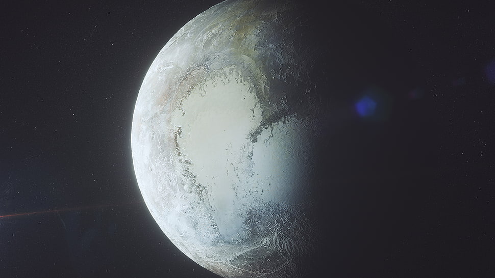 white and black ceramic plate, space, planet, sky, Pluto HD wallpaper