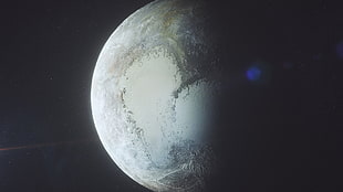 white and black ceramic plate, space, planet, sky, Pluto