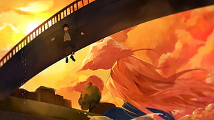 anime of man jumping from bridge wallpaper, Shigatsu wa Kimi no Uso, Arima Kousei HD wallpaper
