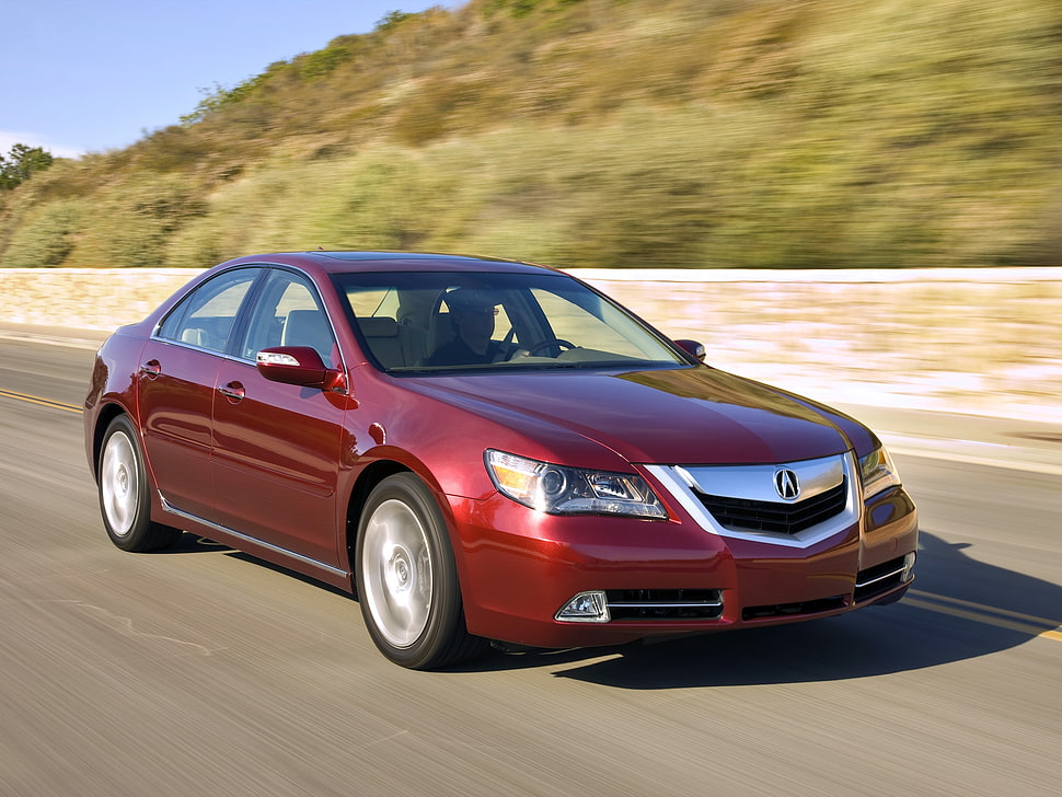 red Acura sedan during daytime HD wallpaper