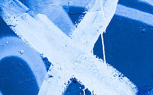 white and blue abstract painting