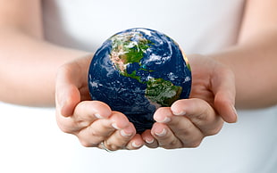 Earth ornament, Earth, globes, miniatures, hands