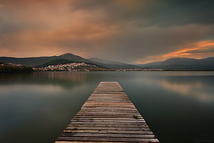 brown wooden dock bridge on lake