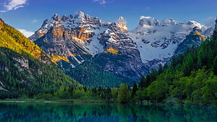 view of alps mountainer, snow, lake, Spring Mountains HD wallpaper