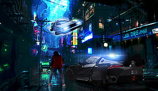 gray car, Back to the Future, car, digital art, fantasy art