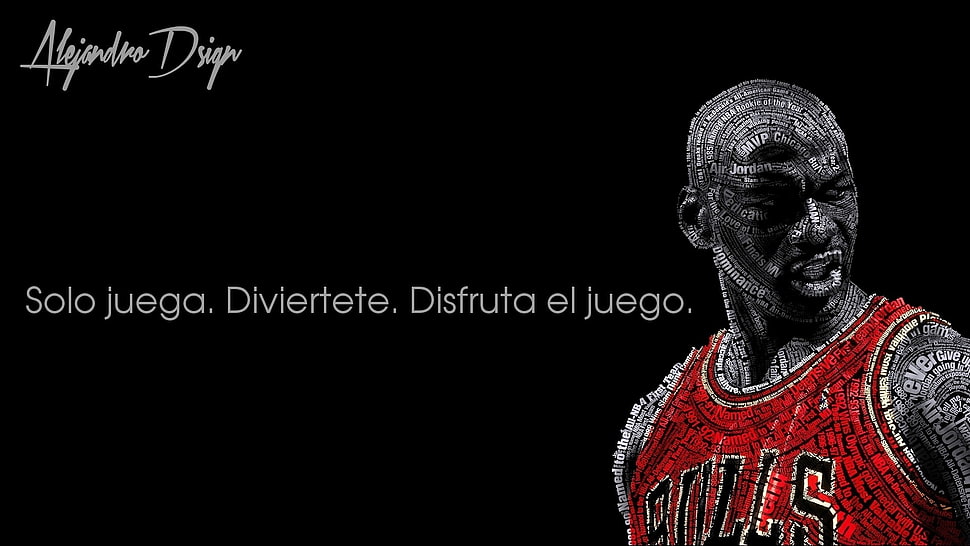 Michael Jordan, typographic portraits, Chicago Bulls, basketball HD wallpaper