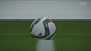 white, green, and red adidas soccer ball, footballers, video games, ball, soccer HD wallpaper