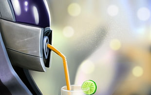 orange driking straw, Mass Effect, Tali'Zorah, video games