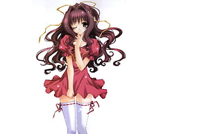 anime girl wearing red dress HD wallpaper