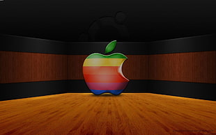 Apple logo standing on brown surface illustration