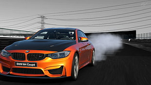 orange and black BMW M4, BMW M4 Coupe