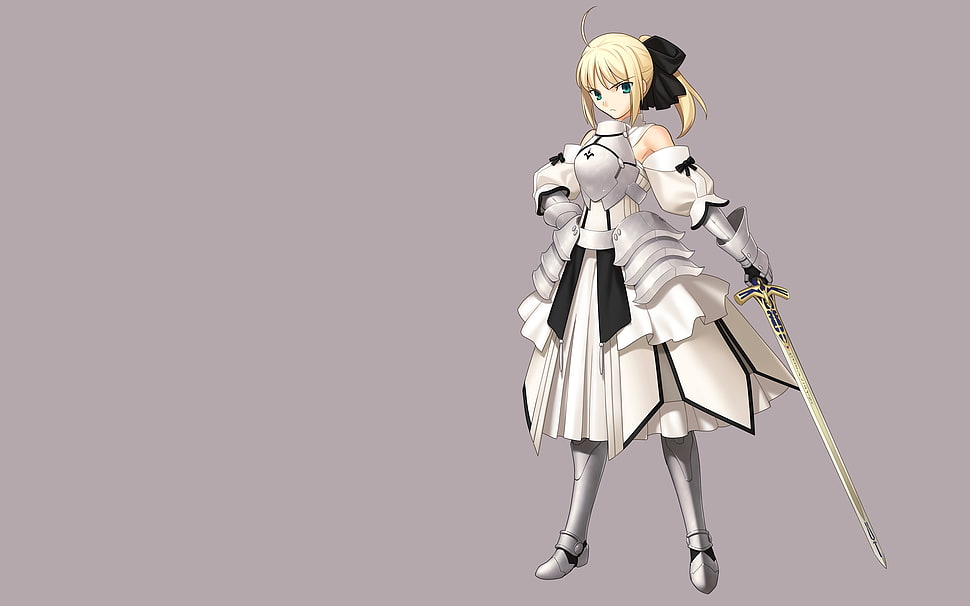 yellow hair girl wearing armoured suit anime character HD wallpaper