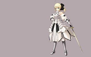 yellow hair girl wearing armoured suit anime character