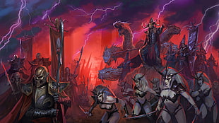 army illustration, Total War: Warhammer II, Warhammer, dark elf HD wallpaper