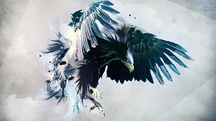 3D blue and black eagle wallpaper