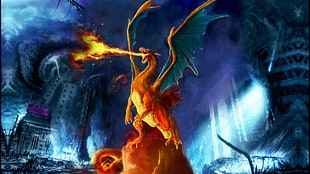 red dragon 3D wallpaper, Pokémon, Charizard