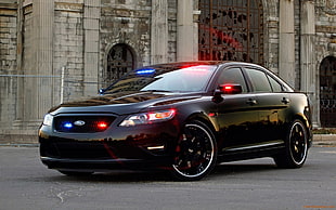 black Ford sedan, car, police, police cars, Ford Taurus