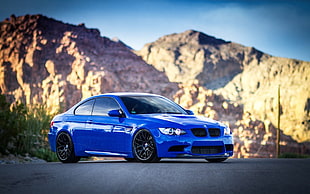 blue BMW car, car, BMW, BMW E92, blue cars