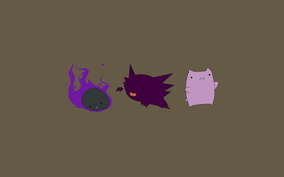 three emoji digital wallpaper, threadless, simple, Pokemon First Generation, Gastly HD wallpaper