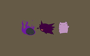 three emoji digital wallpaper, threadless, simple, Pokemon First Generation, Gastly