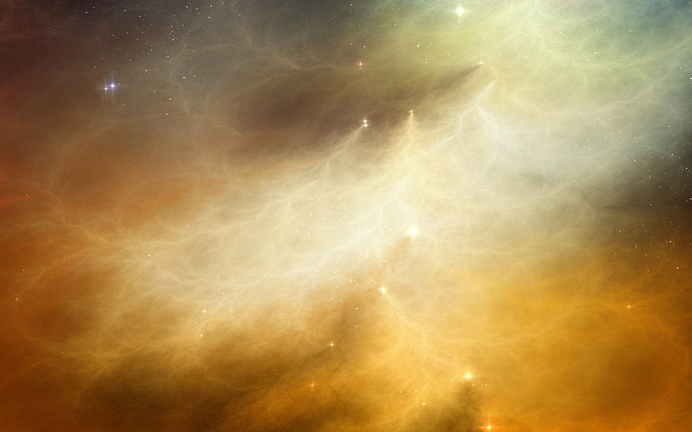 yellow and brown digital wallpaper, space HD wallpaper