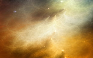 yellow and brown digital wallpaper, space