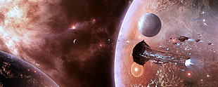 outer space and planets illustration, space, EVE Online, spaceship, Amarr