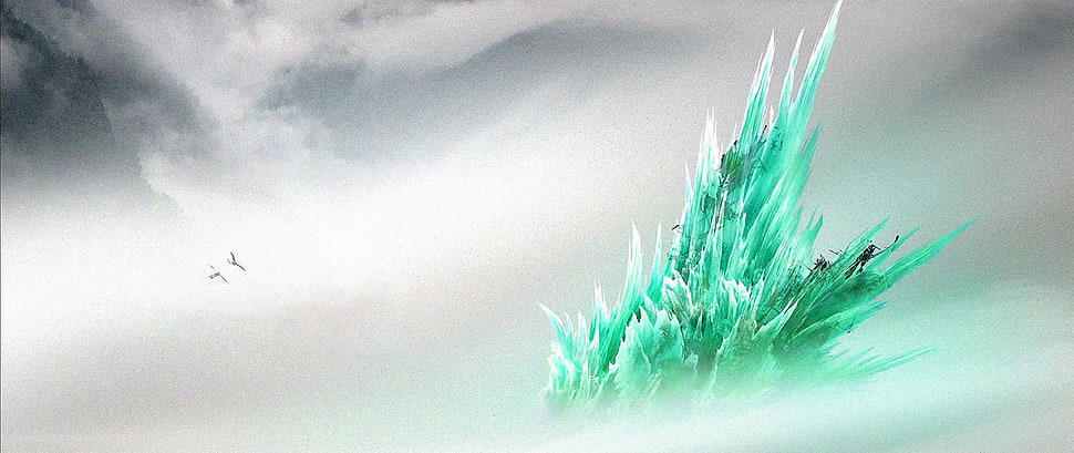 green ice berg wallpaper, concept art, landscape, animated movies, dragon HD wallpaper