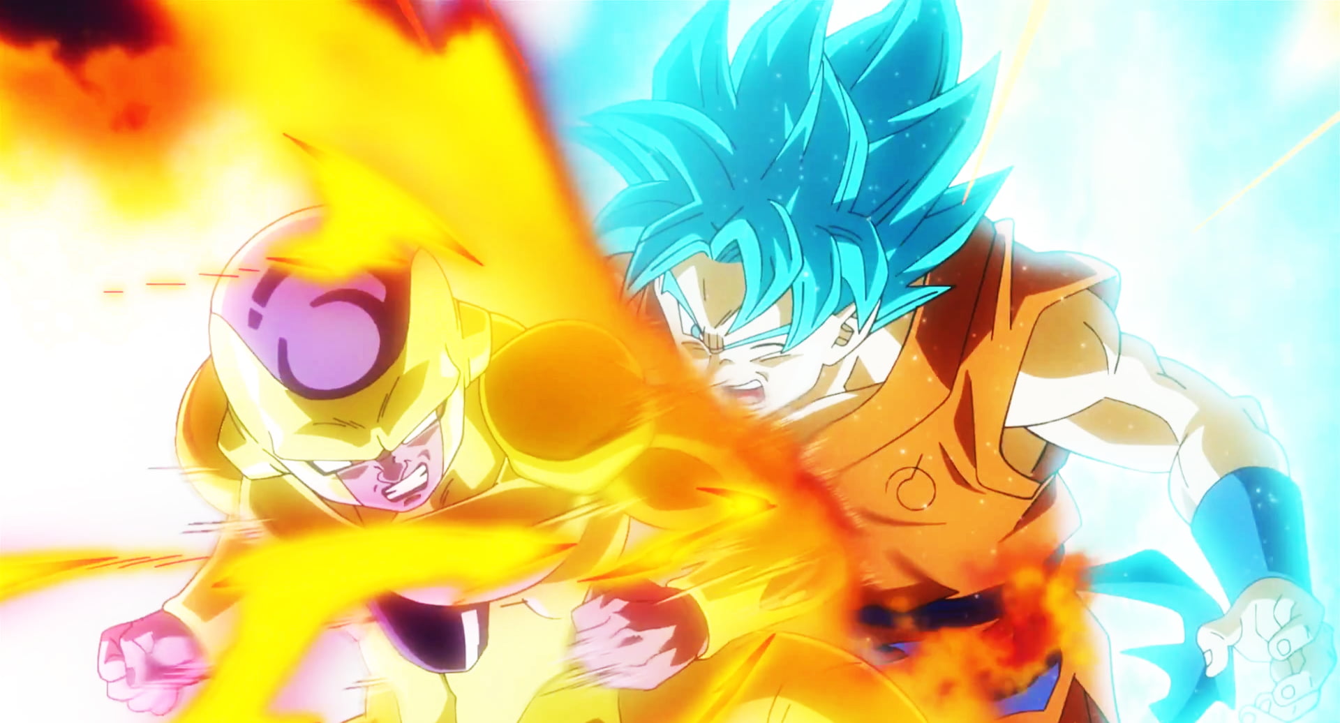 San Guko VS. Freeza illustration, Dragon Ball Super, Son Goku, Super Saiyan Blue
