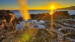 gray rock, nature, HDR, sunset, Maui