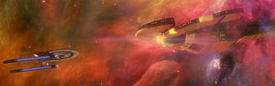 black and blue space ships, Star Trek, space, nebula, stars HD wallpaper