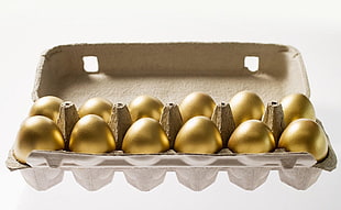 tray of gold eggs
